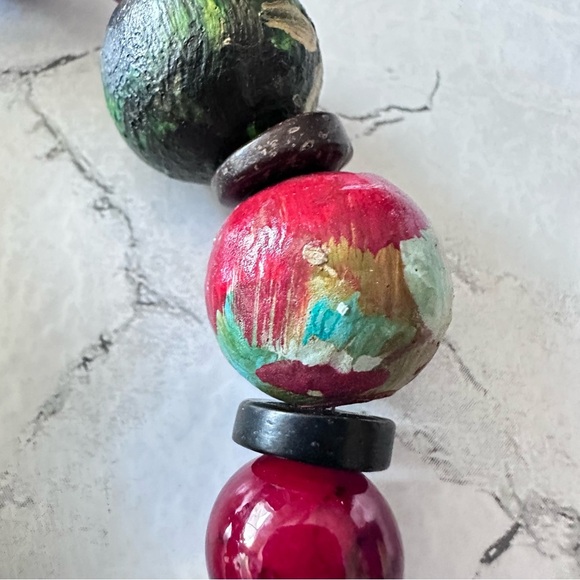 Artisan Handmade Multicolor Beaded Bracelet hand painted with handcrafted charms - Picture 10 of 12